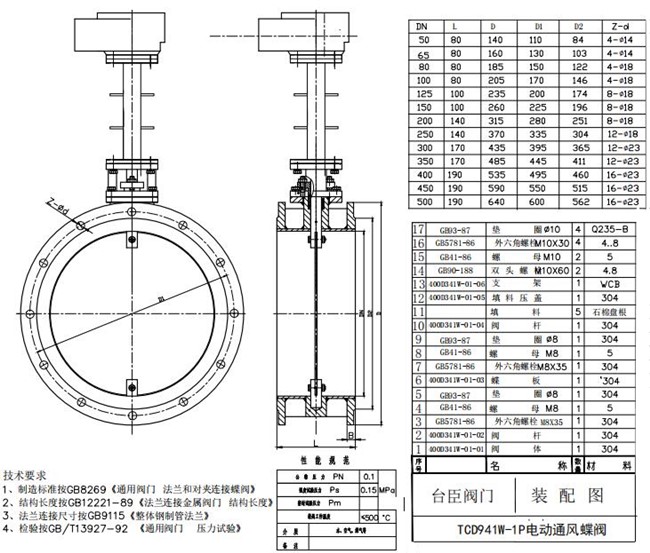 電動(dòng)煙氣蝶閥尺寸圖