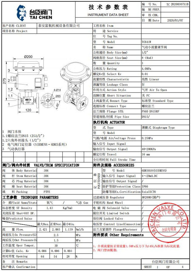 小流量調(diào)節(jié)閥選型表